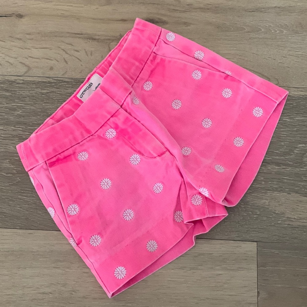 Crewcuts embroidered flower critter shorts hot pink girls size 4